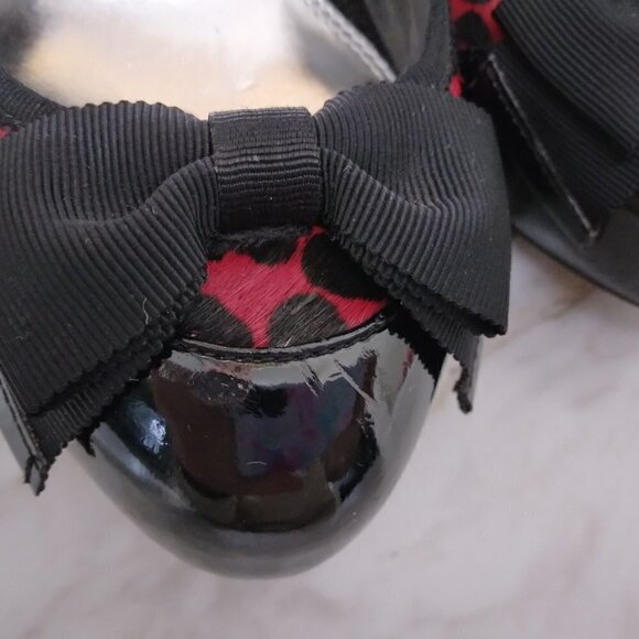 WHBM | NAOMI Red Black Leopard Print Calf Hair Heels | Size 7 - Picture 11 of 11